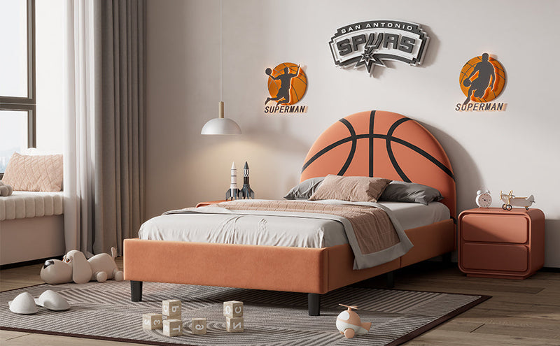 Walker Edison | Basketball Upholstered Twin Platform Bed