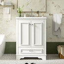 Bathroom Vanity With Ceramic Sink Combo, Modern Freestanding Storage Cabinet With Silver Handles