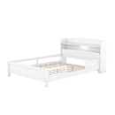 Wood Platform Bed With Built In LED Light, Storage Headboard And Guardrail by HouseOfZazla