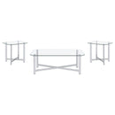 Cronin 3-piece Tempered Glass Top Coffee Table Set Chrome