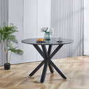 42.1"BLACK Table Mid-century Dining Table for 4-6 people With Round Mdf Table Top, Pedestal Dining Table, End Table Leisure Coffee Table,cross leg