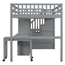 Loft Bed With Stairs, Bookshelf, Drawers, Desk & Wardrobe, Space Saving Multifunctional Furniture by HouseOfZazla