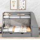 Bunk Bed With Trundle And Built In Desk, 3 Storage Drawers And Shelf by HouseOfZazla