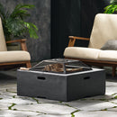 Outdoor Square MGO Wood Burning Fire Pit - Dark Gray