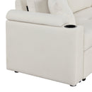 87.4" L-shape Sofa Bed Pull-out Sleeper Sofa with Wheels, USB Ports, Power Sockets for Living Room, Beige