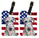 Scottish Deerhound with American Flag USA Luggage Tag