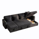 U Shaped Plush Corduroy Fluffy Sectional Sleeper Sofa