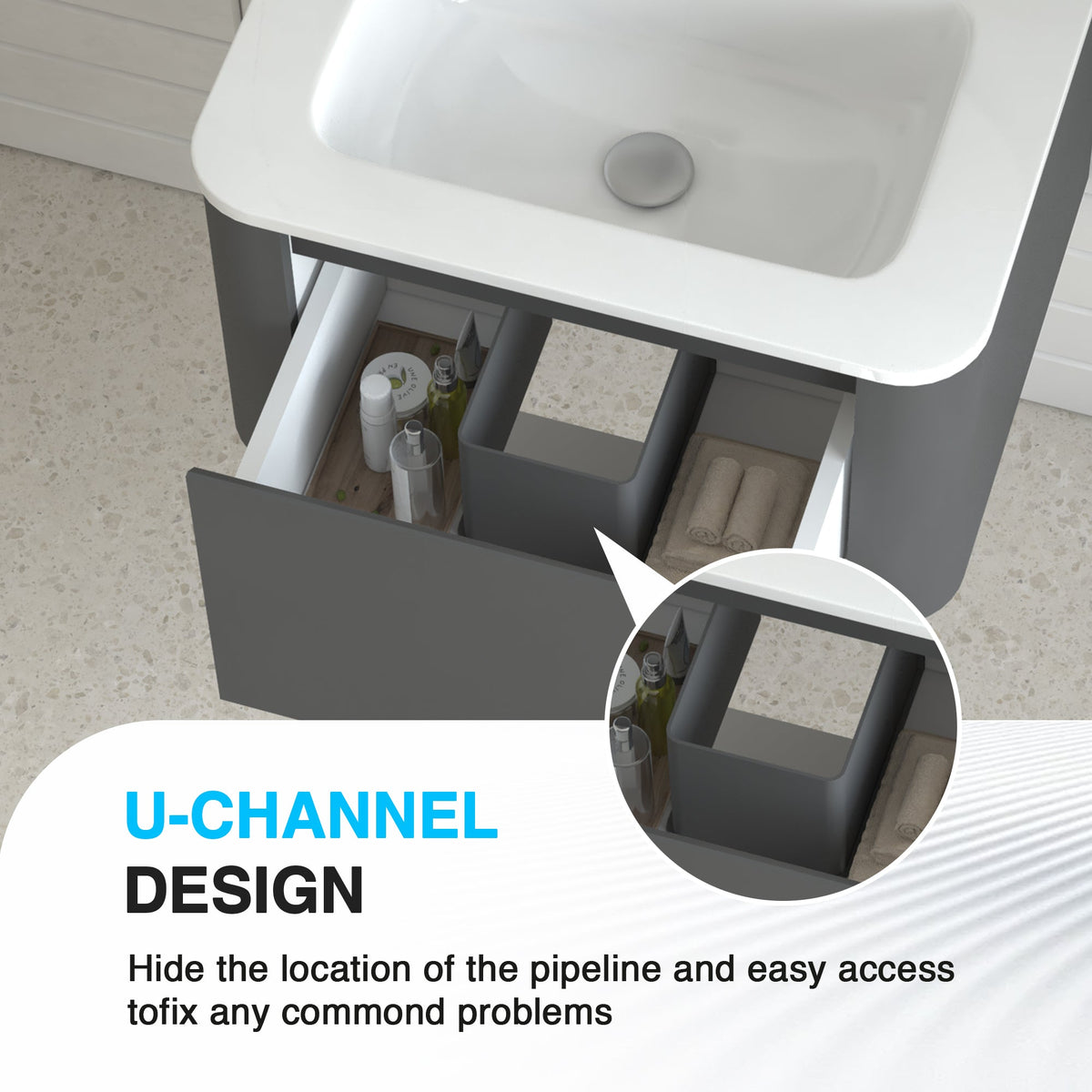 24" Wall-Mounted Bathroom Vanity, photo 8 of 10