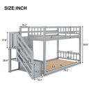 Twin Over Twin Floor Bunk Bed, Ladder With Storage by HouseOfZazla