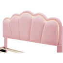 2-Pieces Bedroom Sets Full Size Flower-Shaped Upholstered LED Platform Bed with Storage Ottoman-Sherpa Fabric, Pink