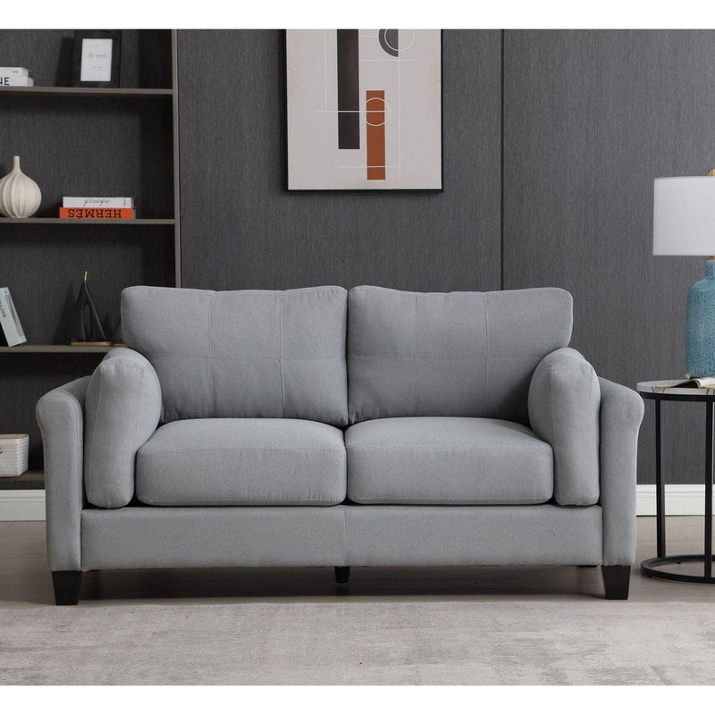 68.5" Modern Style Button Tufted Linen Upholstered Loveseat Sofa, Two Seat Sofa Couch, Living Room Sofa for Home or Office, Gray