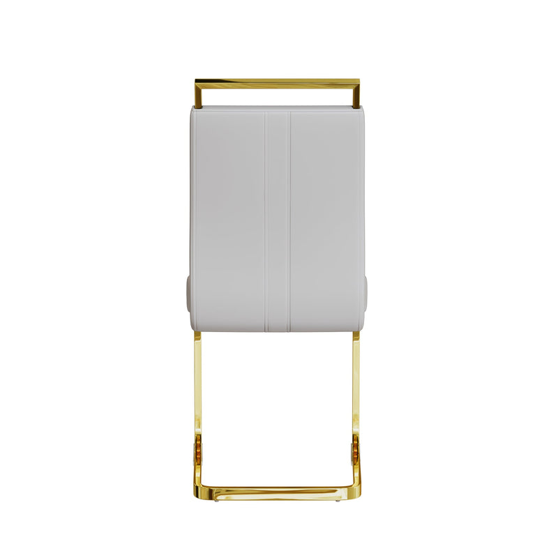 51 inch Glass Dining Table Set for 4, Dining Table & Chair Sets with Golden Plating Legs for Kitchen, Modern Rectangle Tempered Glass Table Top and PU Dining armless Chair for Dining Room