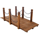 5 Ft Wooden Garden Bridge, Stained Wood Arc Footbridge with Chain Railings by HouseOfZazla