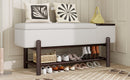 TREXM Farmhouse Upholstered Storage Bench with Hidden Compartment - Espresso