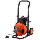 Drain Cleaning Machine 100Ft X 3/8" Auto Feed Sewer Snake - Orange