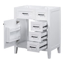 30" Bathroom Vanity without Sink, Cabinet Base Only, Bathroom Cabinet with Drawers, Solid Frame and MDF Board, White