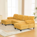U-Shaped Sectional Sofa 103.5" Fabric Couch With Dual Chaise Lounges, Storage Pockets, Armrest Pillows by Unique Piece Furniture