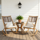 Set of 2 Iron Rocking Chairs with Maple Finish & Concrete-Acacia Side Table