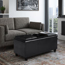 Avalon - Tray Storage Ottoman With Lift Up Lids - Midnight Black by HouseOfZazla