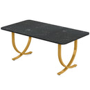 63" Dining Table, Modern Kitchen Table with Faux Marble Table Top