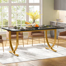 63" Dining Table, Modern Kitchen Table with Faux Marble Table Top