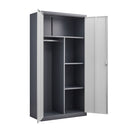 Wardrobe With Hanging Rod And Compartments, Lockable Closet With Locks & Keys For Bedroom - Gray
