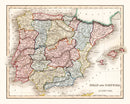 Vintage Map of Spain & Portugal 1832