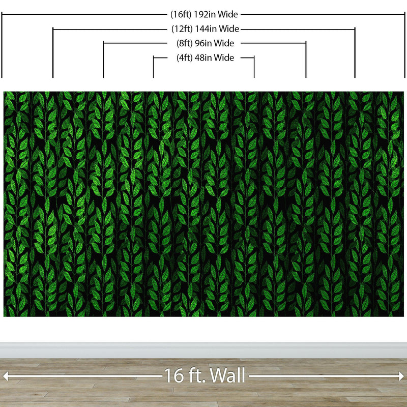 Leaves and Vines Farmland Theme Wall Mural. Green Crops Illustration Background.