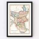 Vintage Map of Turkey in Europe 1832