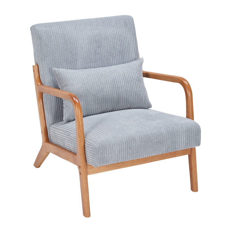 Mid-Century Modern Accent Chair, Arm Chair Living Room Chairs with Pillow Upholstered Reading Chair with Solid Wood Frame &  Living Room Bedroom Balcony (Antique Dark Grey)