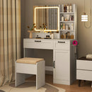 Vanity Set with Mirror and 3 Lighting Modes and Adjustable Brightness-White by LJGDeals