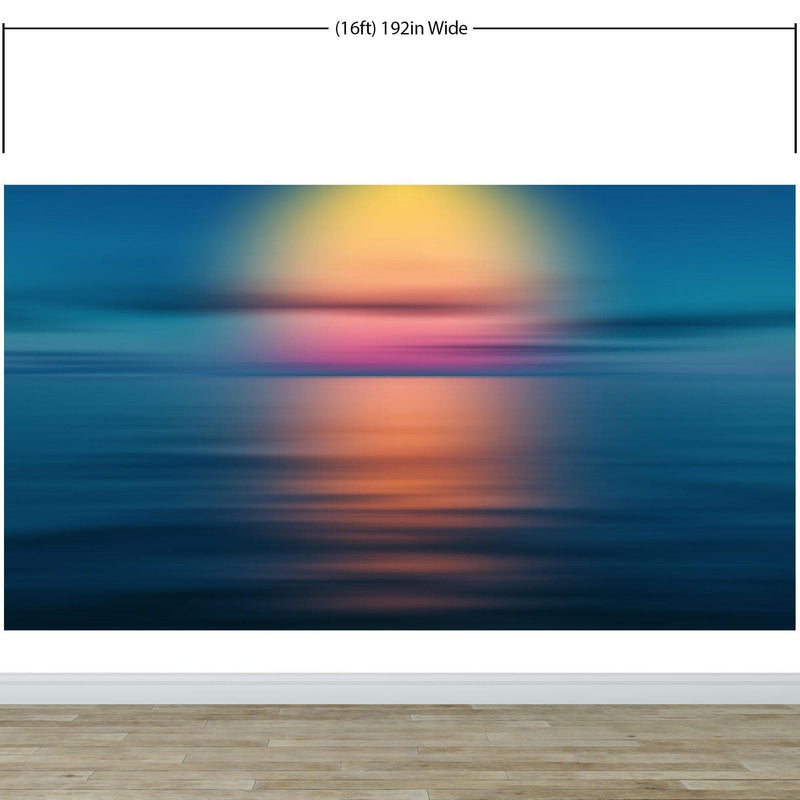 Sunset over the Ocean Horizon Wall Mural. Peel and Stick Wallpaper.