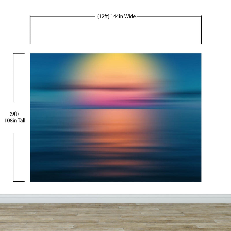 Sunset over the Ocean Horizon Wall Mural. Peel and Stick Wallpaper.