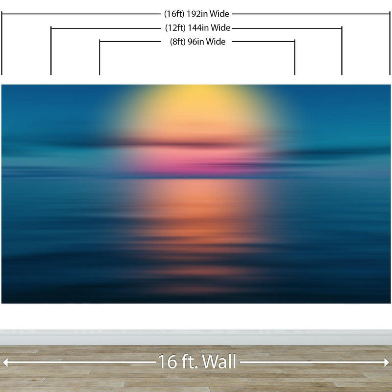 Sunset over the Ocean Horizon Wall Mural. Peel and Stick Wallpaper.