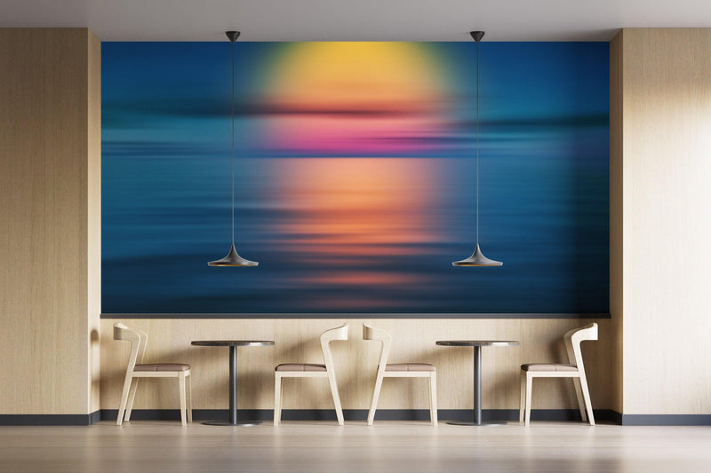 Sunset over the Ocean Horizon Wall Mural. Peel and Stick Wallpaper.