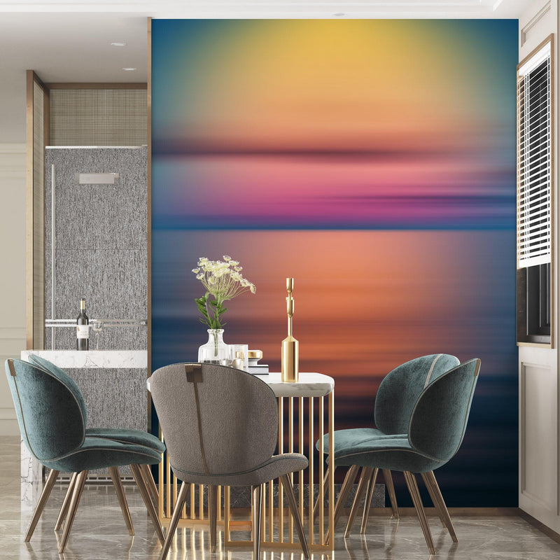 Sunset over the Ocean Horizon Wall Mural. Peel and Stick Wallpaper.