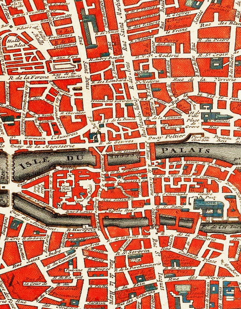 Vintage Map of Paris Wall Mural. Plattegrond van Parijs (ca. 1721–1774) by Guillaume Delisle.