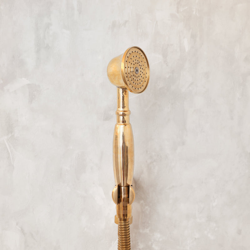 Unlacquered Brass Shower Set Head & Handheld Set - BRASSMA