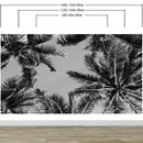 Black and White Tropical Palm Tree Mural. Vintage Summer Vibe.