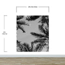Black and White Tropical Palm Tree Mural. Vintage Summer Vibe.