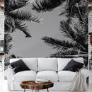 Black and White Tropical Palm Tree Mural. Vintage Summer Vibe.