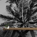 Black and White Tropical Palm Tree Mural. Vintage Summer Vibe.