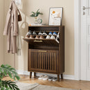 Medieval Modern Shoe Cabinet With 2 Flip Drawers And Fence Design by Unique Piece Furniture