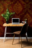 Damask Grunge Vintage Dark Pattern Wall Mural Peel and Stick Wallpaper.