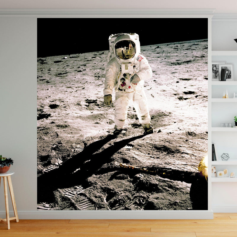 Astronaut on the Moon Wall Mural. Space Theme Decor.