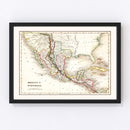 Vintage Map of Mexico & Guatemala 1832