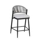 Outdoor 26" Counter Height Metal Frame Counter Stools With Scallop Shaped Backrest & Water Resistant Cushions by HouseOfZazla