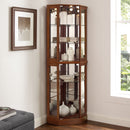 6 Shelf Corner Curio Display Cabinet With Lights, Mirrors And Adjustable Shelves (E26 Light Bulb Not Included) by Unique Piece Furniture