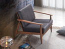 Alisa Accent Chair, Charcoal Fabric & Brown Finish