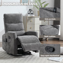 Heat Massage Manual Recliner Chair with Rocker and Swivel in Fabric